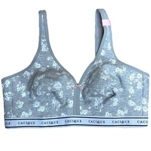 NEW Cacique Grey Floral Unlined No Wire Bra 40DD